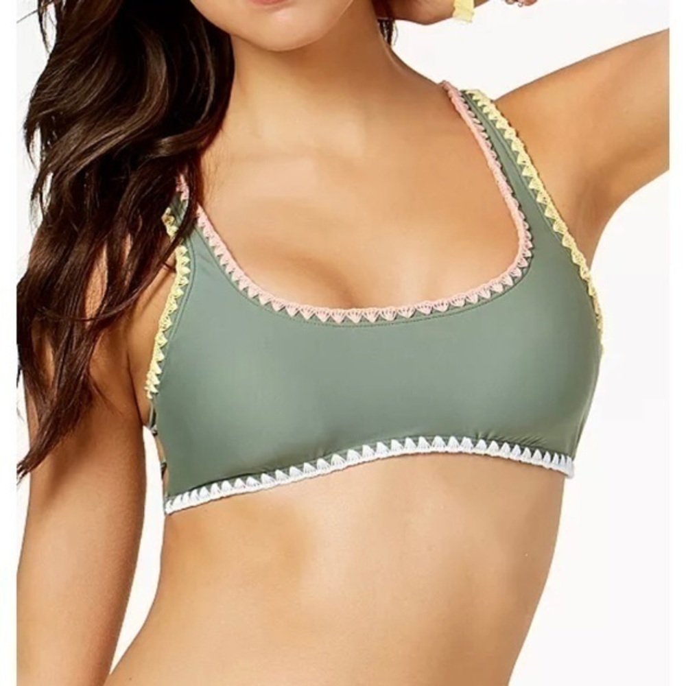 XHILARATION  Green Bikini Top Size D/DD NWT